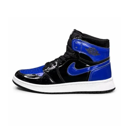 کفش نایک ایر جردن وان ساق‌دار ورنی پتنت رویال آبی مشکی Nike Air Jordan 1 High OG Patent Royal Blue Black