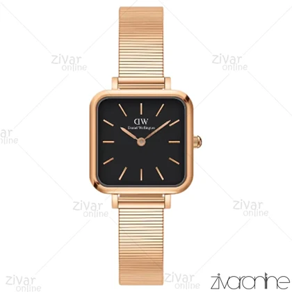 ساعت دنیل ولینگتون زنانه مربعی رزگلد صفحه مشکی 104108