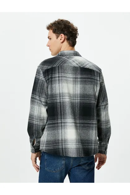 پیراهن یقه کلاسیک دکمه دار آستین بلند 4WAM60083HW