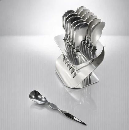 قاشق دسر خوری 12 عددی استند دار نقره ای