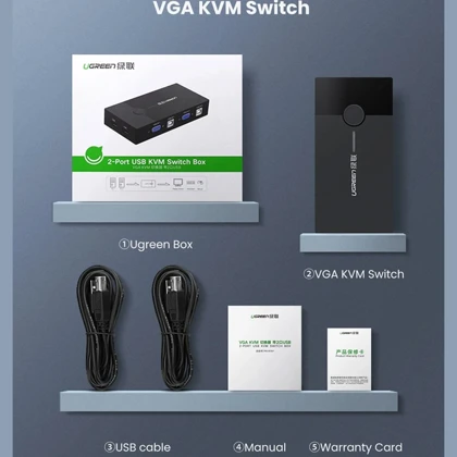 سوئیچ KVM دو پورت HDMI یوگرین UGREEN مدل CM200-50744