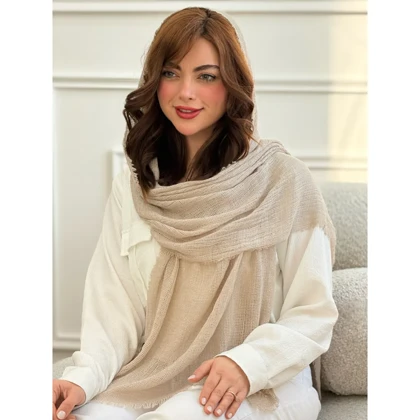 شال ساده نخی حصیری دورریش