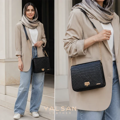 کیف دوشی زنانه چرم یلسان مدل الین کد 036-GAN