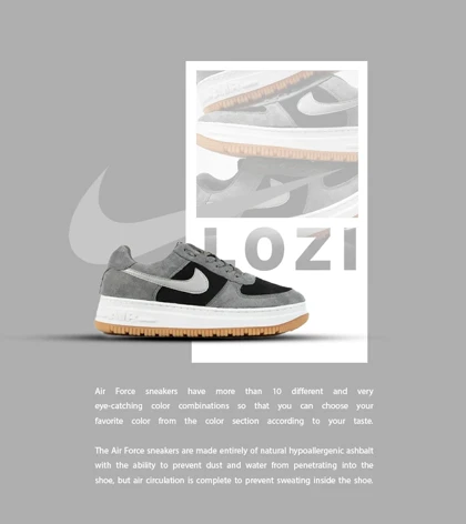 کفش کتانی مردانه بزرگ پا طوسی مشکی NIKE AIR FORCE مدل 4063