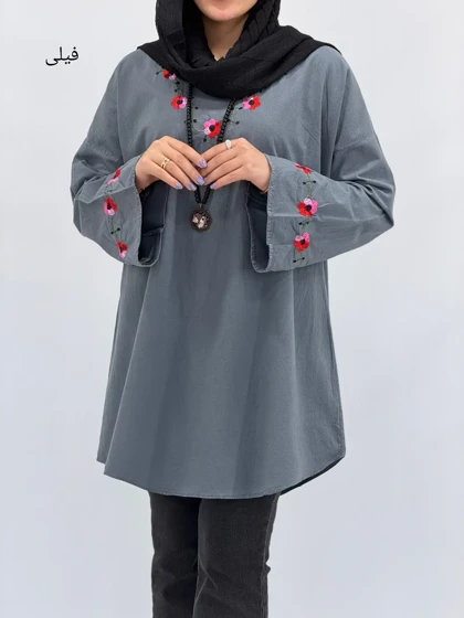 مانتو لینن گلدوزی نرگس کد 5953