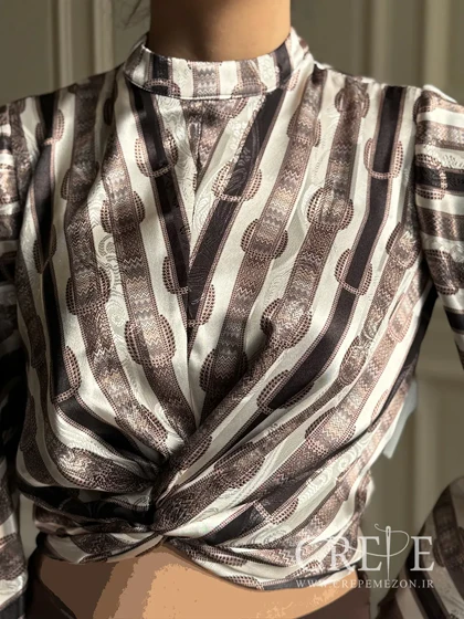 شومیز کراپ آستین پفی