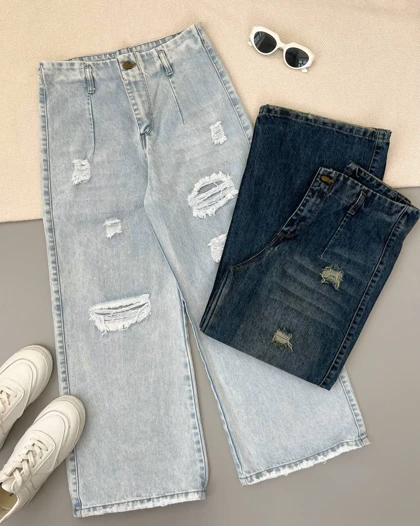 شلوار جین واید لگ قد 90 کد 4923