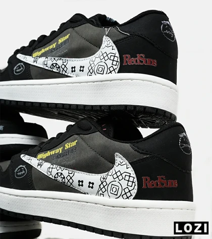 کفش کتانی مردانه و زنانه مشکی طوسی سفید NIKE travis scott مدل 6635