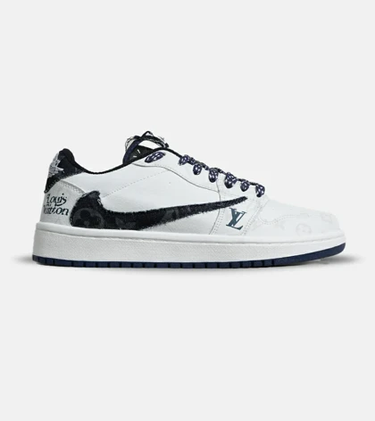 کفش کتانی مردانه و زنانه سفید سرمه ای NIKE LOUIS VUITTON x travis scott