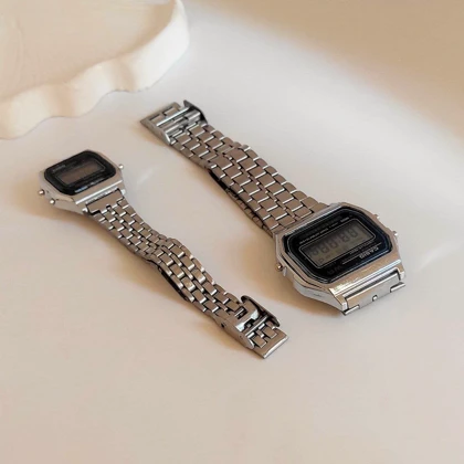 ست ساعت دیجیتال کاسیو وینتیج (Casio Digital Watch) – قاب دو رنگ و بند استیل