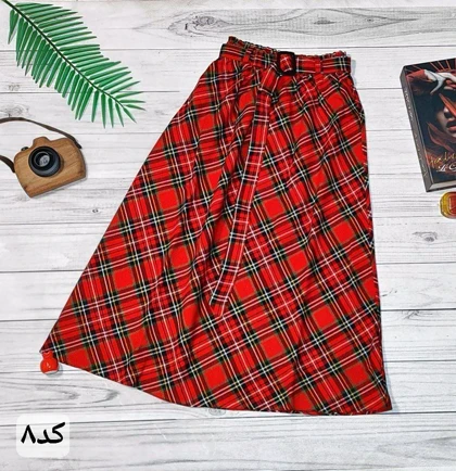 دامن چهارخونه پشمی قد 75 کد 50129