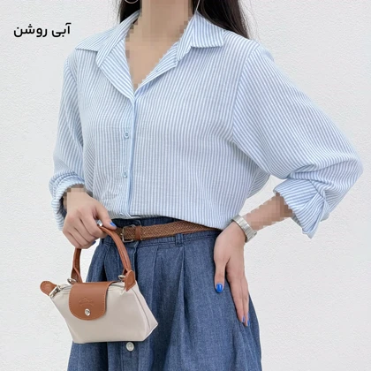 شومیز زنانه لینن راه راه پشت چین | آی بولک