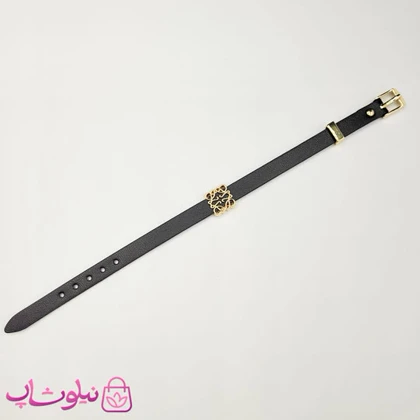 دستبند زنانه لووه Loewe چرم استیل رنگ مشکی کد 650