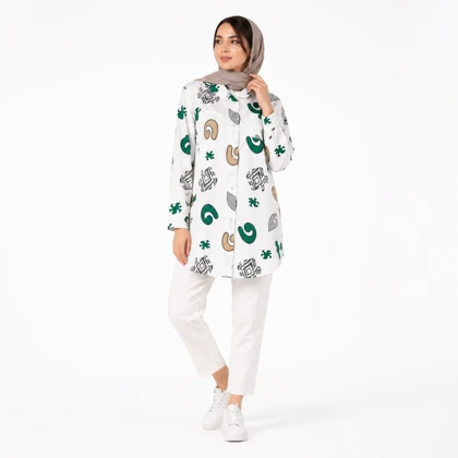 مانتو زنانه لینن طرح دار یارا