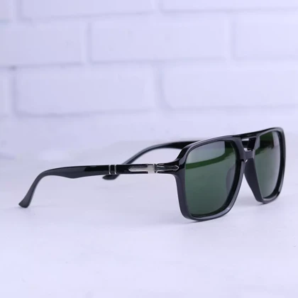 عینک آفتابی پرسول مردانه مشکی شیشه سبز P03277/2