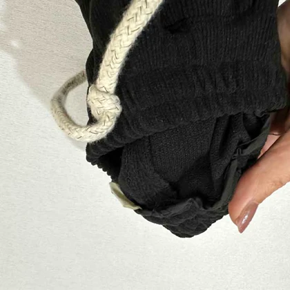 شلوار مخمل مشکی مچ دار طرح نهنگ اورجینال