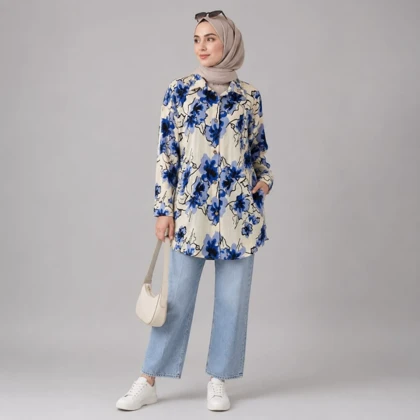 مانتو زنانه کراش گل‌دار نسترن کد 230