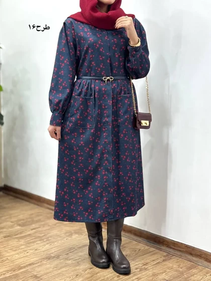 پیراهن مانتویی پاییزه طرحدار آیسو سانیا 1