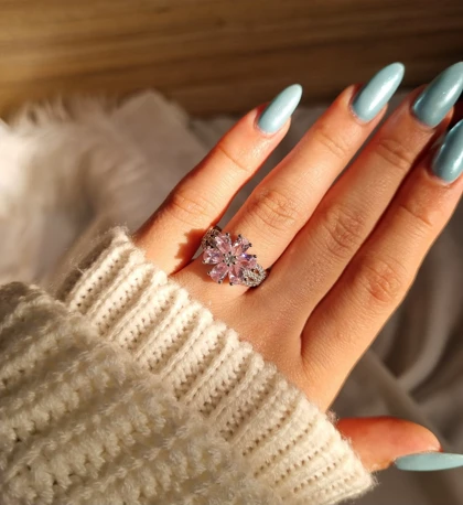 ست دستبند و انگشتر جواهری گل ادا