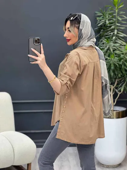 مانتو لینن رنگی بغل چهار دکمه