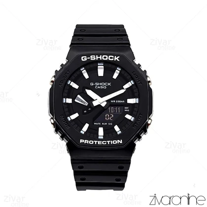 ساعت جی شاک GA2100 مردانه چند موتوره مشکی ایندکس سفید 105970