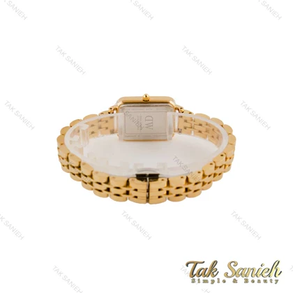 ساعت DW زنانه مستطیلی بندفلزی طلایی صفحه مشکی DW-4813-L
