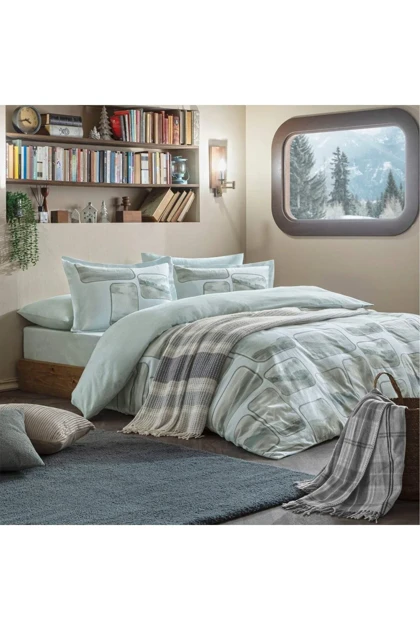 سرویس روتختی دو نفره Taç Butik مدل Lune پنبه - آبی