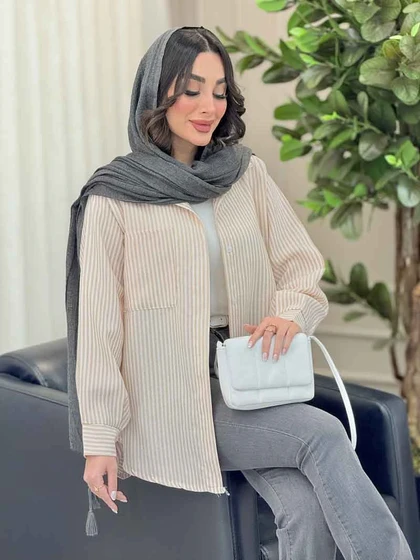 شومیز راه راه تک جیب