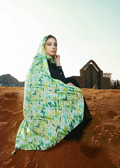 شال سبز نخ پنبه وارداتی