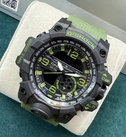 ساعت جی شاک مردانه دوزمانه طرح جدید الارم دار سبز