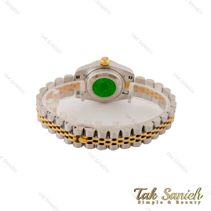 ساعت رولکس زنانه دورنگ طلایی صفحه سبز آبی صدفی Rolex-5038-S-L