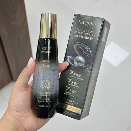 سرم ضدچروک و سفت‌کننده مروارید سیاه و ترافل سیاه هائوجیفو 120 میل HAOJIFU Black Pearl & Black Truffle Essence
