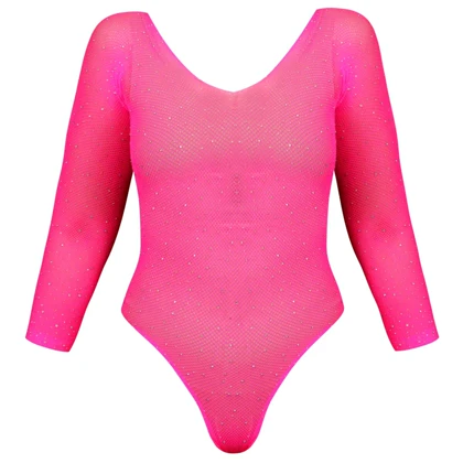 بادی فانتزی نگین‌دار زنانه صورتی کد 4860-7228