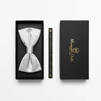پاپیون سفید دو پر براق برند Massimo Dutti
