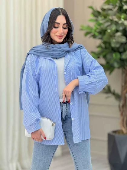 مانتو راه راه تک جیب مهلا