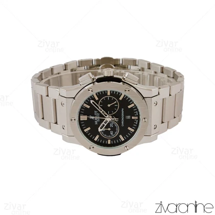 ساعت هابلوت مردانه کلاسیک فیوژن سه موتوره بند استیل صفحه مشکی 105096