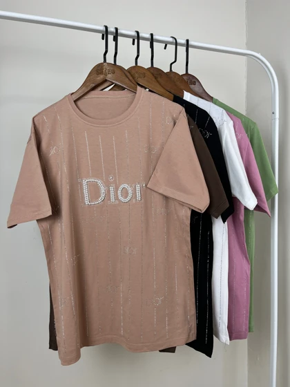 تیشرت پنبه نگین‌دار DIOR