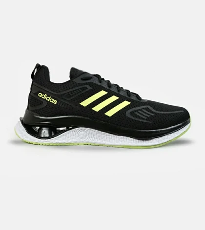 کفش کتانی مردانه مشکی لیمویی Adidas running shoes