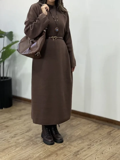 پیراهن مانتویی بلند بافت آیسو چکامه