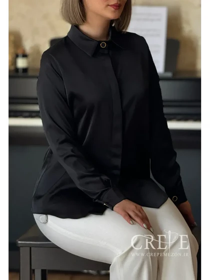 شومیز ساتن جلو دکمه