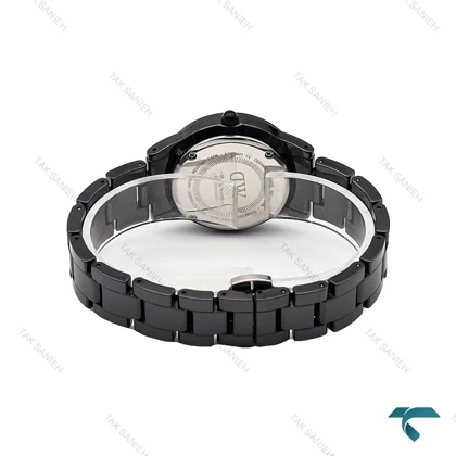 ساعت DW زنانه سرامیکی مشکی ایندکس رزگلد DW-6322-L