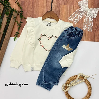 بلوز دورس دخترانه مدل قلب و گل