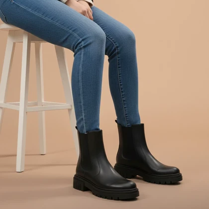 نیم بوت زنانه چلسی دوطرف کش-مشکی