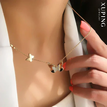 گردنبند ظریف پروانه ژوپینگ نگین‌دار با طراحی خاص و جذاب Xuping