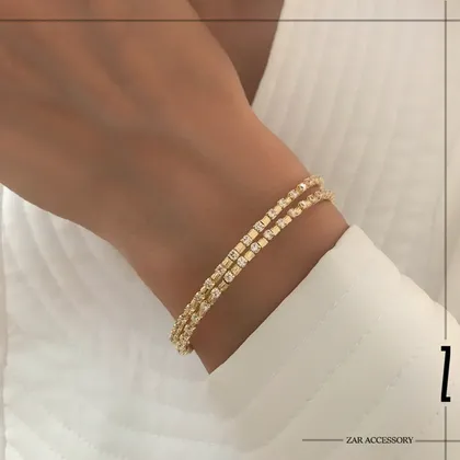 دستبند زنانه نگین تنیسی و خط