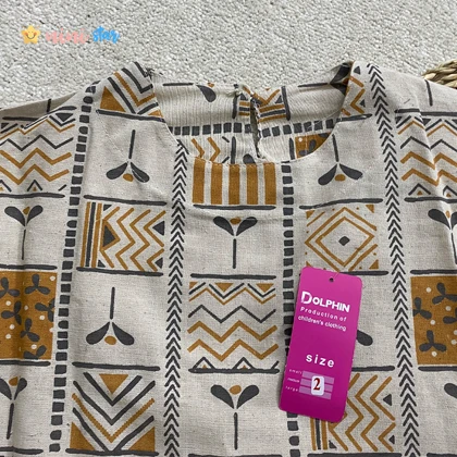 کراپ شلوار لینن خردلی و صورتی 3 تا 9 سال