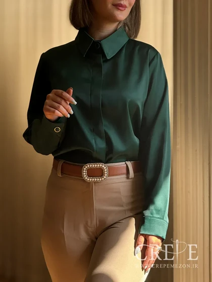 شومیز ساتن جلو دکمه