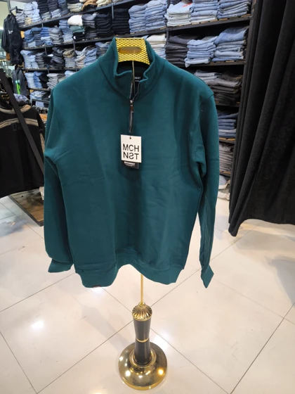 دورس نیم زیپ لش سبز اردکی تیره (Dark Teal Green) پارچه سه نخ پنبه کیفیت پرمیوم پلاس اورجینال دیلم