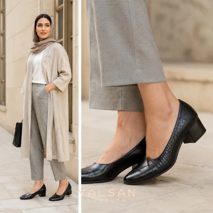 کفش پاشنه‌دار زنانه چرم یلسان مدل آیسو کد 627-GC