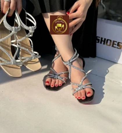 کفش صندل نگینی مجلسی زنانه مدل گره
